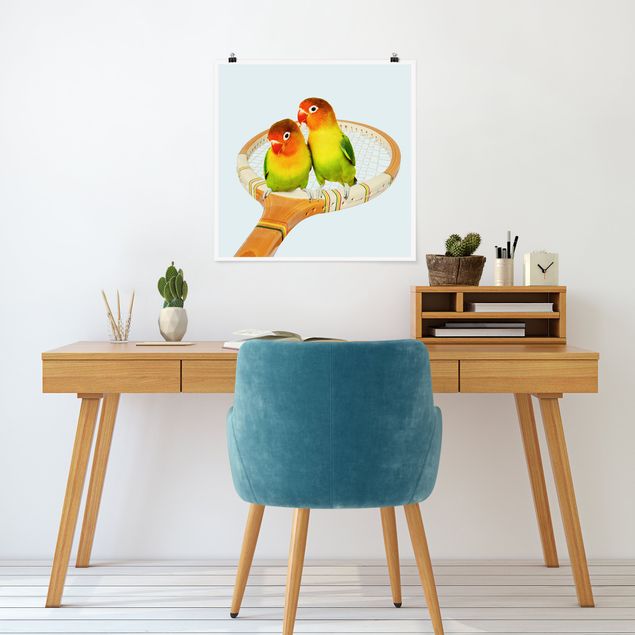 Moderne Poster Tennis mit Vögeln