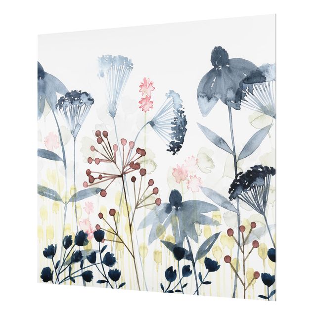 Glas Spritzschutz - Wildblumen Aquarell I - Quadrat - 1:1