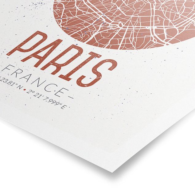 Poster - Stadtplan Paris - Retro - Hochformat 3:4