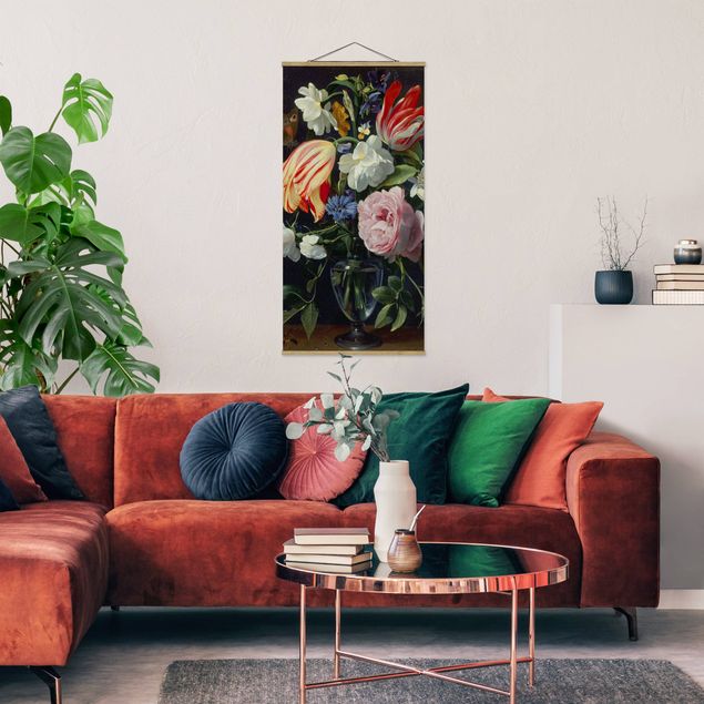 Stoffbilder mit Posterleisten Daniel Seghers - Vase mit Blumen
