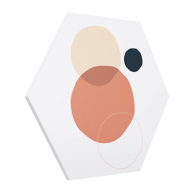 Hexagon-Bilder Line Art Kreise Pastell