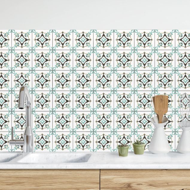 Platte Küchenrückwand Fliesenspiegel braun-türkis
