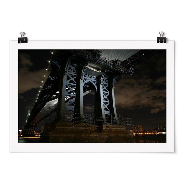 Poster - Manhattan Bridge bei Nacht - Querformat 2:3