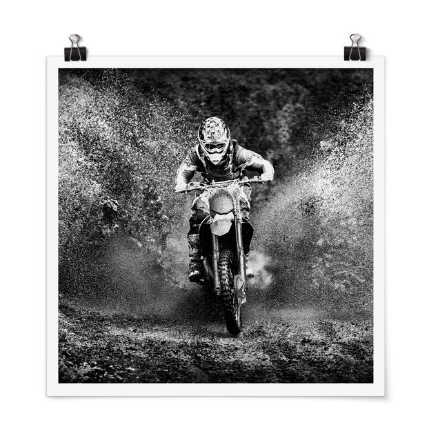 Poster - Motocross im Schlamm - Quadrat 1:1