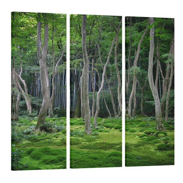 Leinwandbild 3-teilig - Japanischer Wald - Panoramen hoch 1:3