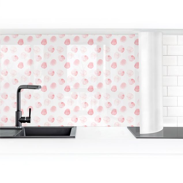 Küchenrückwand selbstklebend Aquarell Punkte Rosa II