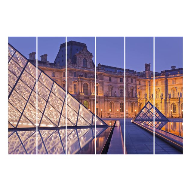 Schiebegardinen Louvre Paris bei Nacht