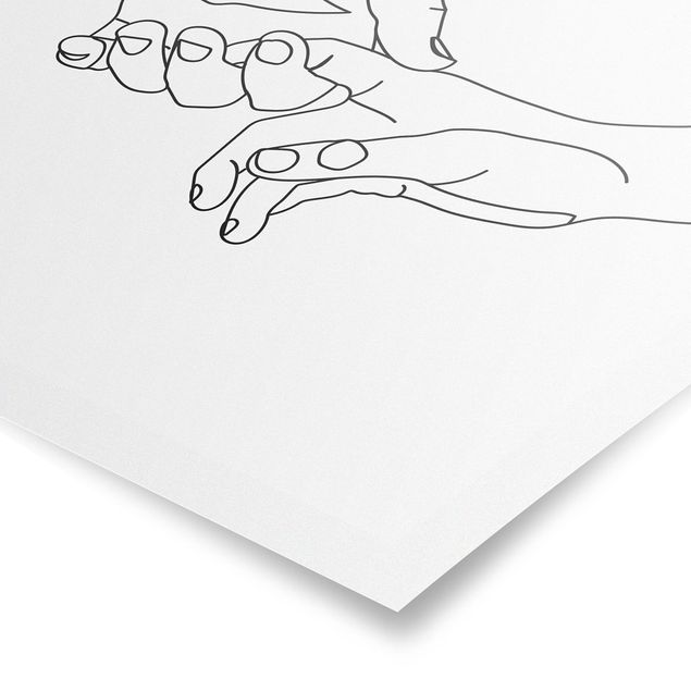 Poster - Zärtliche Hände Line Art - Hochformat 4:3