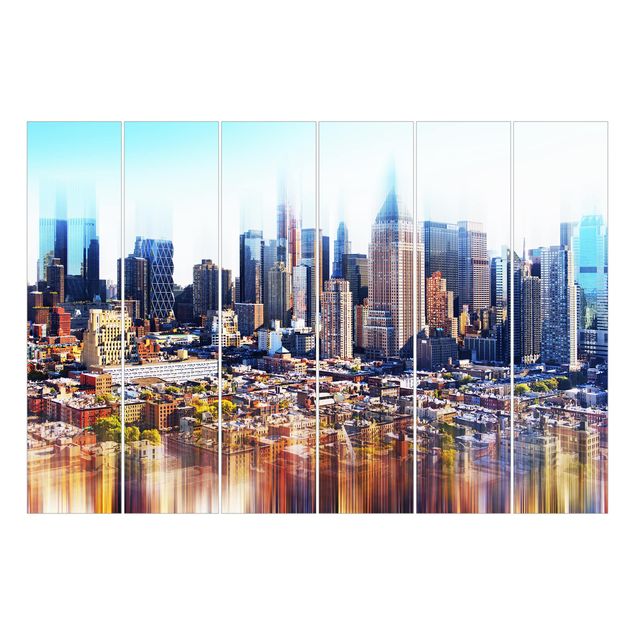 Schiebegardinen Set - Manhattan Skyline Urban Stretch - Flächenvorhänge