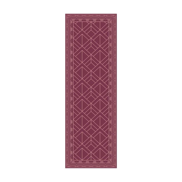 Teppich rot Art Deco Schuppen Muster mit Bordüre