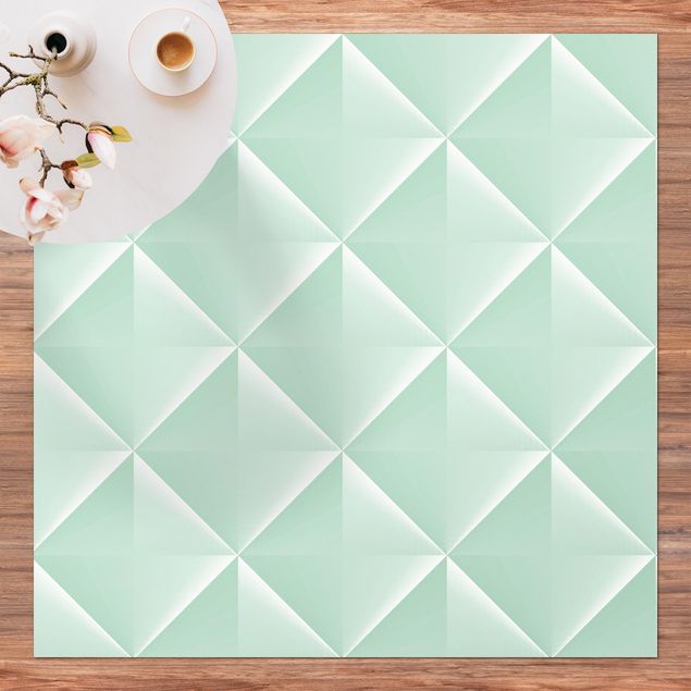 Balkon Teppich Geometrisches 3D Rauten Muster in Mint