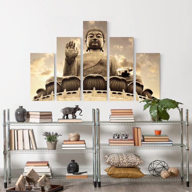 Leinwandbilder Retro Großer Buddha Sepia