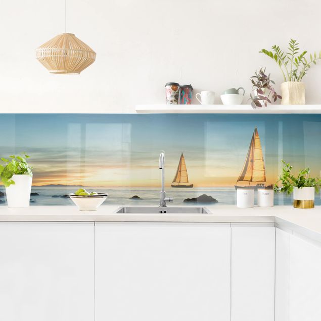 Küchenrückwand - Segelschiffe im Ozean
