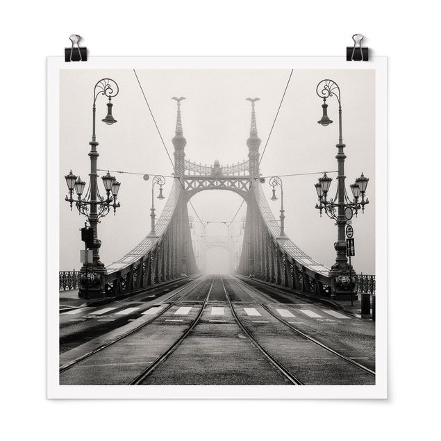 Poster - Brücke in Budapest - Quadrat 1:1