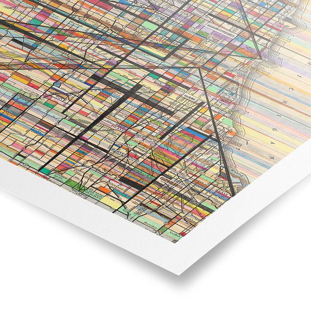 Poster - Moderne Karte von Chicago - Hochformat 3:2