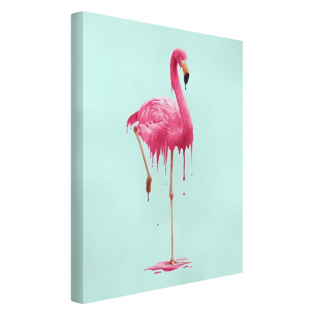 Leinwandbild - Jonas Loose - Schmelzender Flamingo - Hochformat 3:2