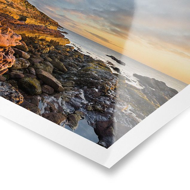 Poster Tarbat Ness Meer & Leuchtturm bei Sonnenuntergang
