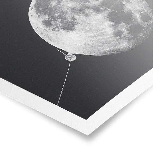 Poster Luftballon mit Mond