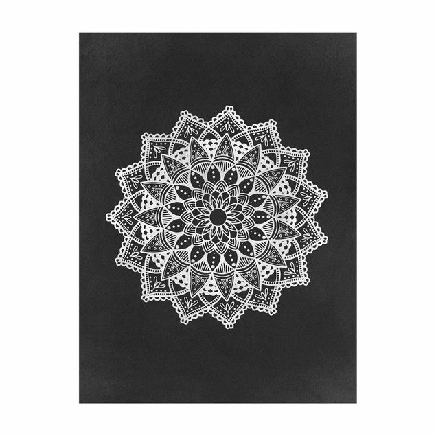 Teppich schwarz-weiß Mandala Illustration Ornament weiß schwarz