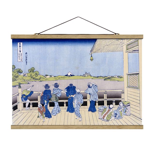 Stoffbild mit Posterleisten - Katsushika Hokusai - Die Sazai Halle - Querformat 3:2