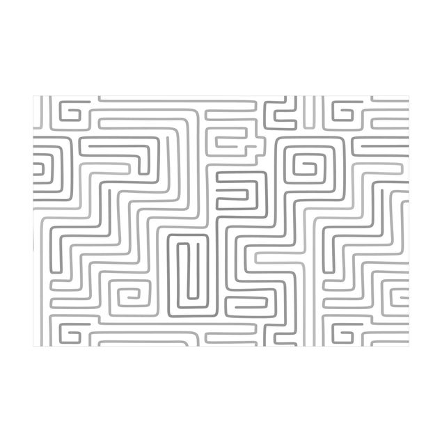 grosser Teppich Labyrinth Muster in Grau