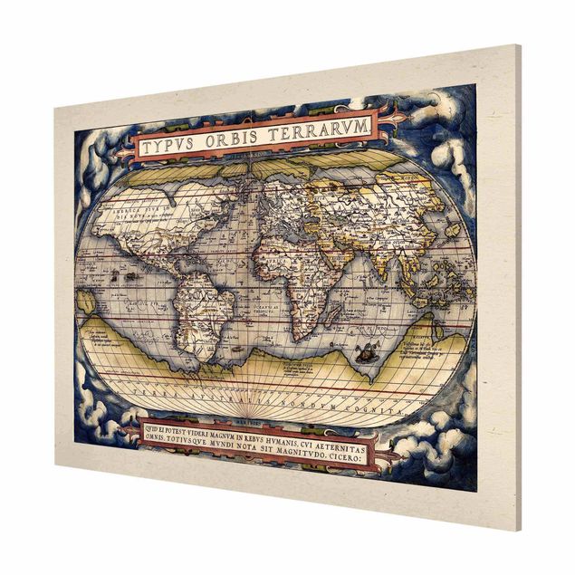 Magnettafel Design Historische Weltkarte Typus Orbis Terrarum