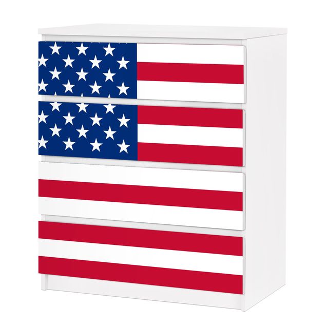 Möbelfolie für IKEA Malm Kommode - selbstklebende Folie Flag of America 1