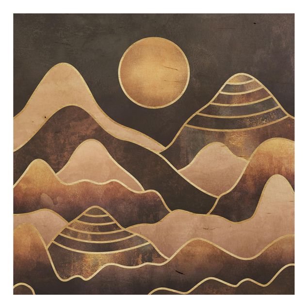 Fredriksson Poster Goldene Sonne abstrakte Berge