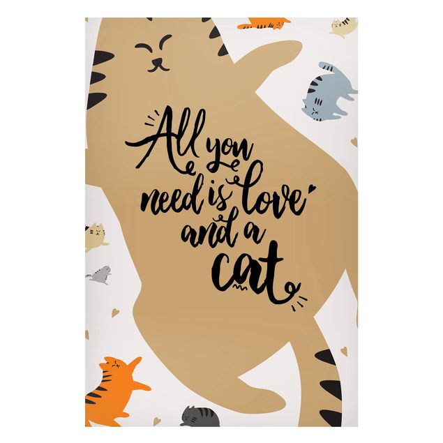 Magnettafel - All you need is love and a cat Katzenbauch - Hochformat 2:3