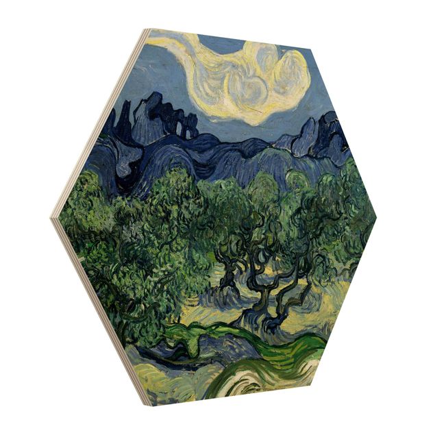 Wandbild Holz Vincent van Gogh - Olivenbäume