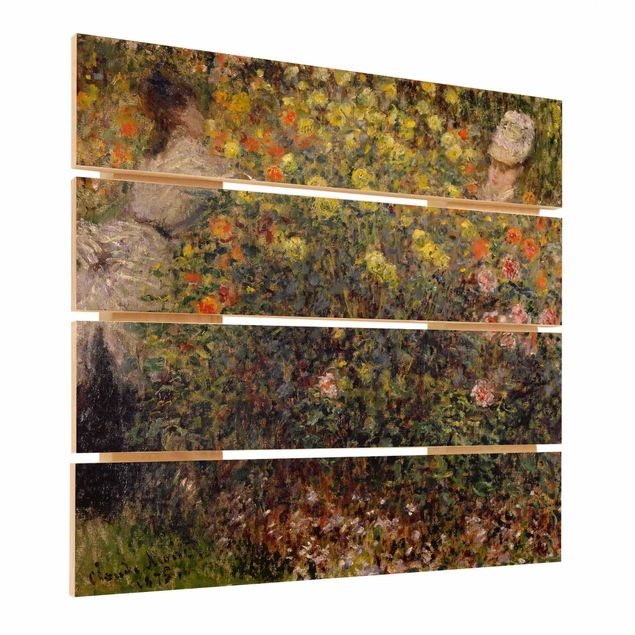 Holzbild - Claude Monet - Blumengarten - Quadrat 1:1