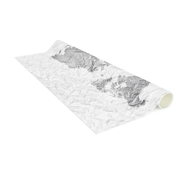 Moderne Teppiche Papier Weltkarte Weiß Grau