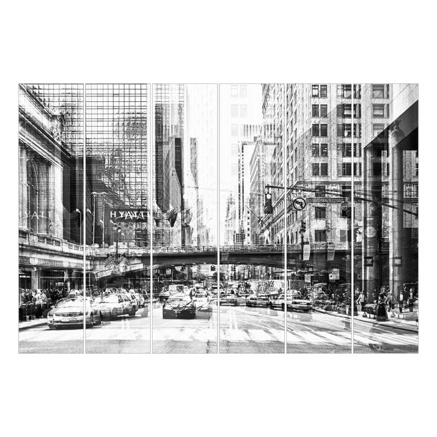 Schiebegardinen Set - NYC Urban schwarz-weiß - Flächenvorhänge