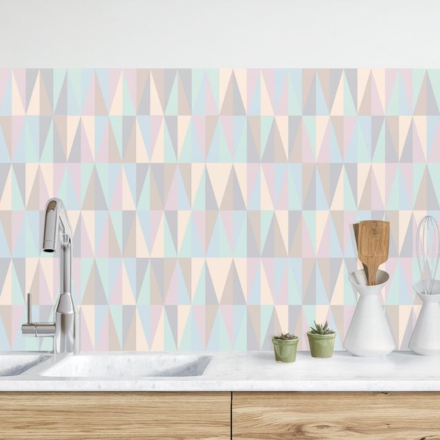 Platte Küchenrückwand Dreiecke in Pastellfarben II