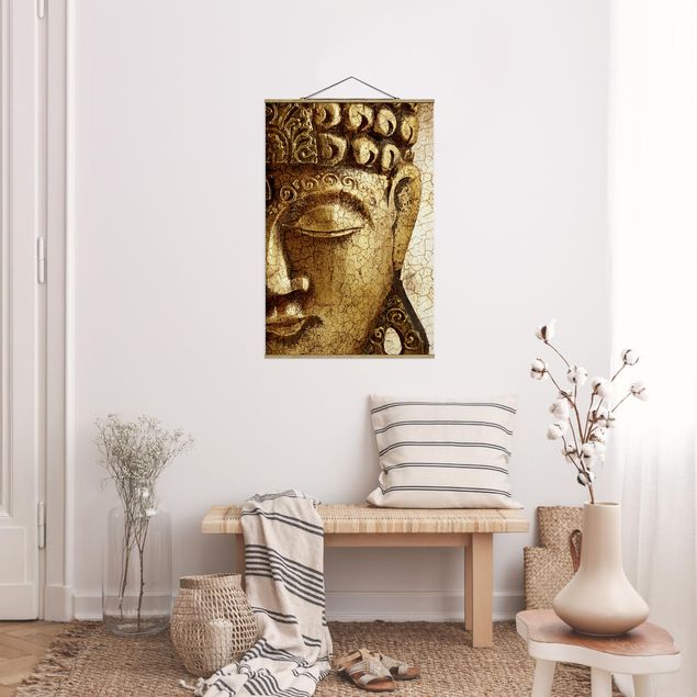 Stoffbild mit Posterleisten - Vintage Buddha - Hochformat 2:3