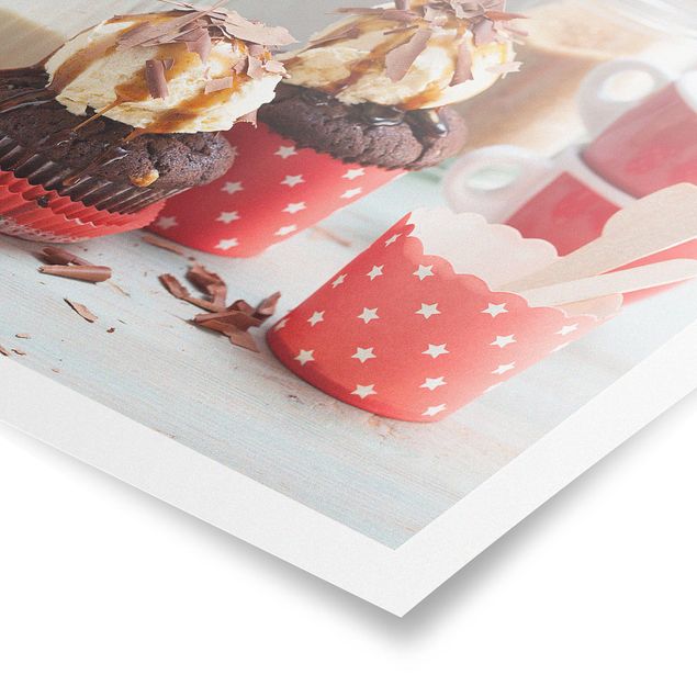 Poster - Vintage Cupcakes mit Eis - Querformat 3:4