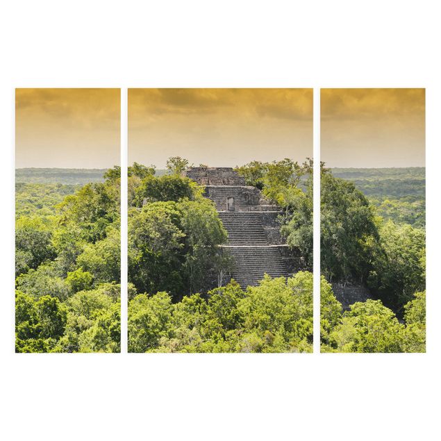 Leinwandbild 3-teilig - Pyramide von Calakmul - Triptychon