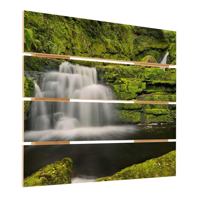 Holzbild - Lower McLean Falls in Neuseeland - Quadrat 1:1