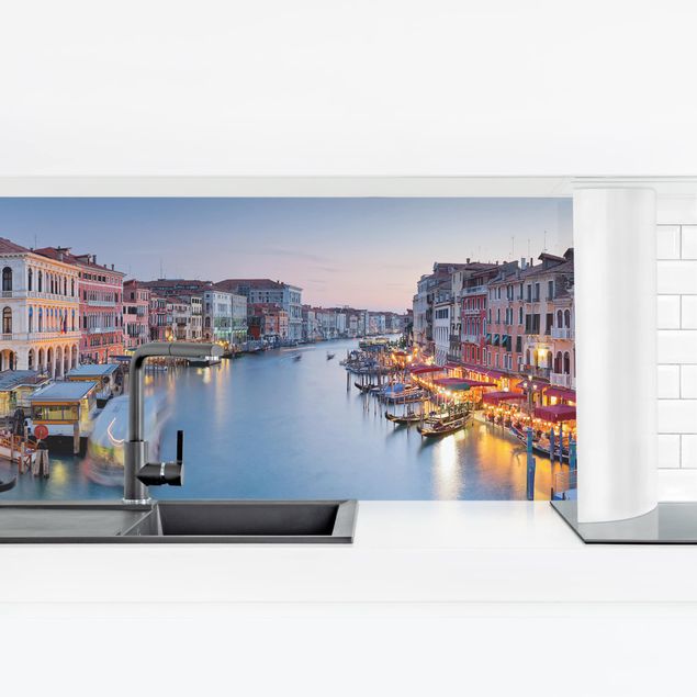 Küchenrückwand selbstklebend Abendstimmung auf Canal Grande in Venedig