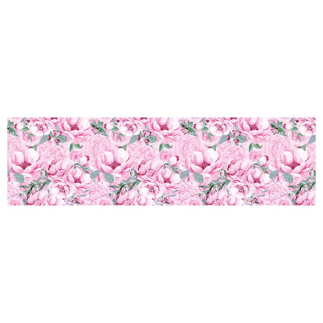 Küchenrückwand nach Maß Rosa Blütentraum Pastell Rosen in Aquarell