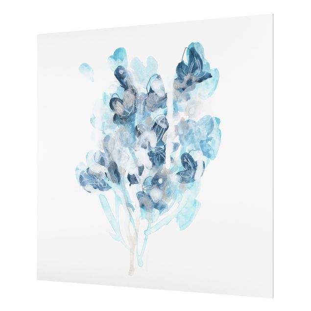 Spritzschutz Glas - Aquarell Bouquet in blauen Schattierungen - Quadrat 1:1