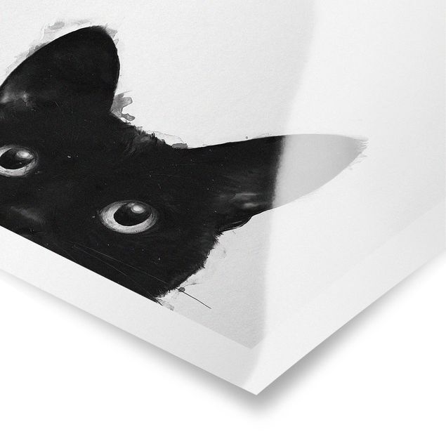 Bilder Illustration Schwarze Katze auf Weiß Malerei