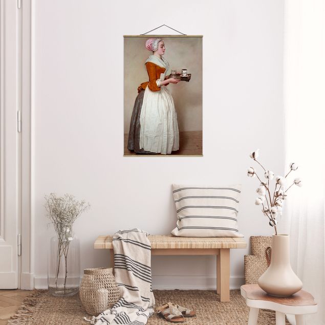 Stoffbilder mit Posterleisten Jean Etienne Liotard - Das Schokoladenmädchen