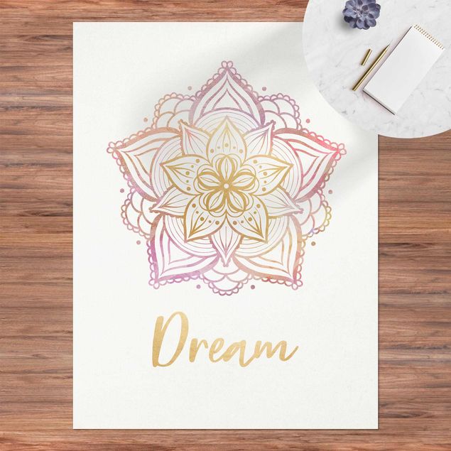 Teppich für Balkon Mandala Illustration Dream gold rosa
