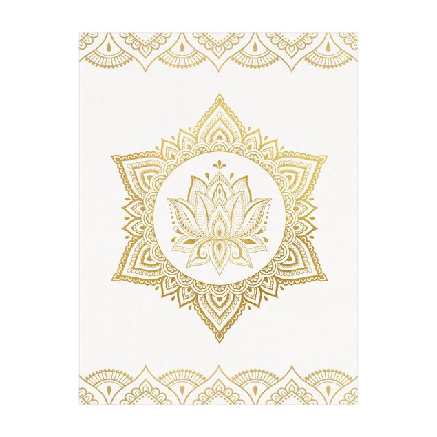 Teppich gold Mandala Lotus Illustration Ornament weiß gold