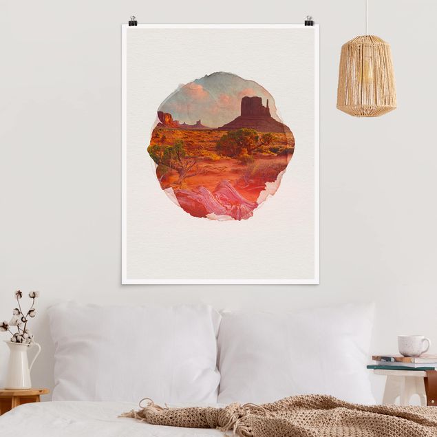 Poster Berge Wasserfarben - Monument Valley Navajo Tribal Park Arizona