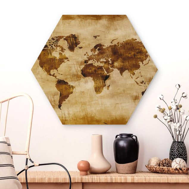 Wandbild Weltkarte Holz No.CG75 Map of the World