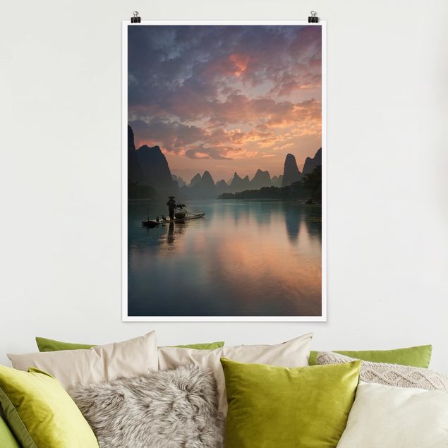 XXL Poster Sonnenaufgang über chinesischem Fluss