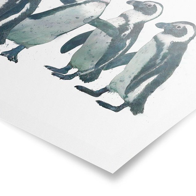schöne Bilder Illustration Pinguine Schwarz Weiß Aquarell