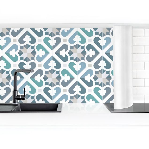 Küchenrückwand selbstklebend Geometrische Fliesen - Wasser